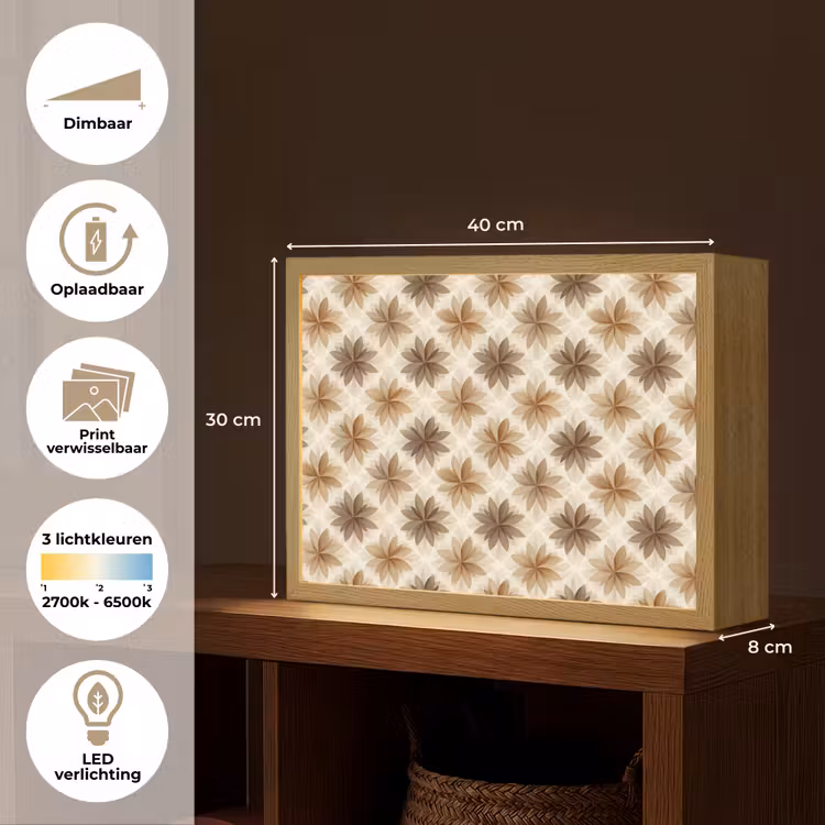 Lightbox - Wandlamp - Geografisch - Patroon - Bruin — 10