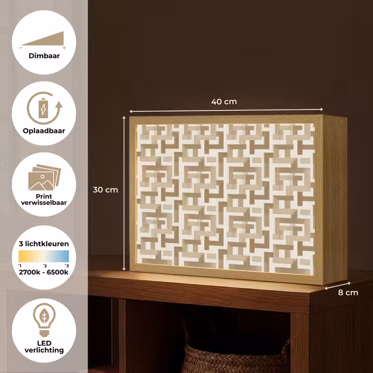 Lightbox - Wandlamp - Geometrisch - Retro - Bruin — 10