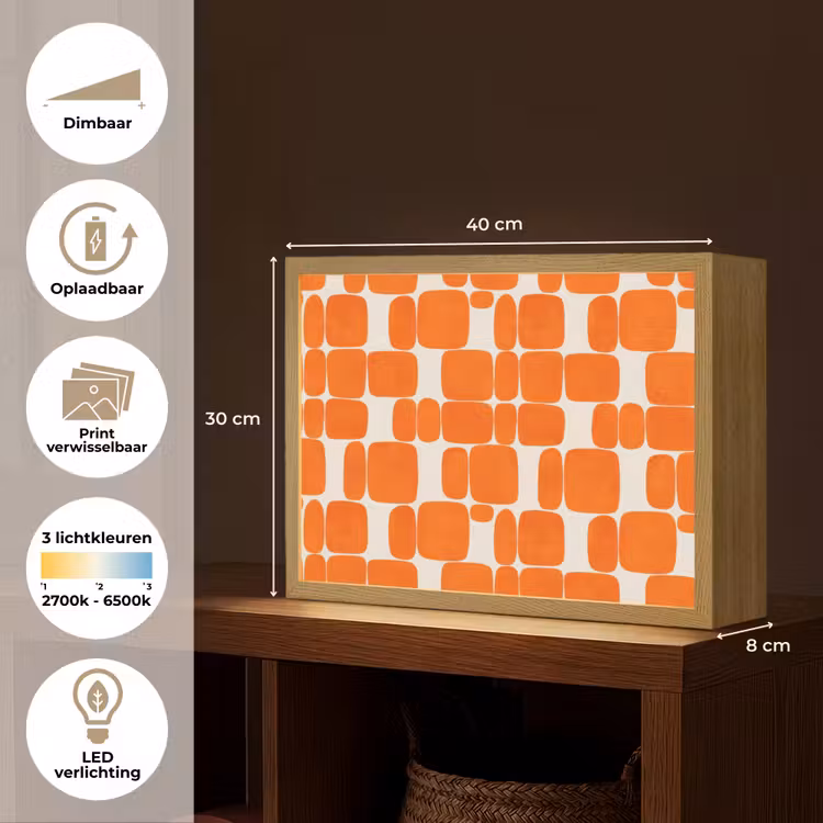Lightbox - Wandlamp - Patroon - Retro - Oranje — 10
