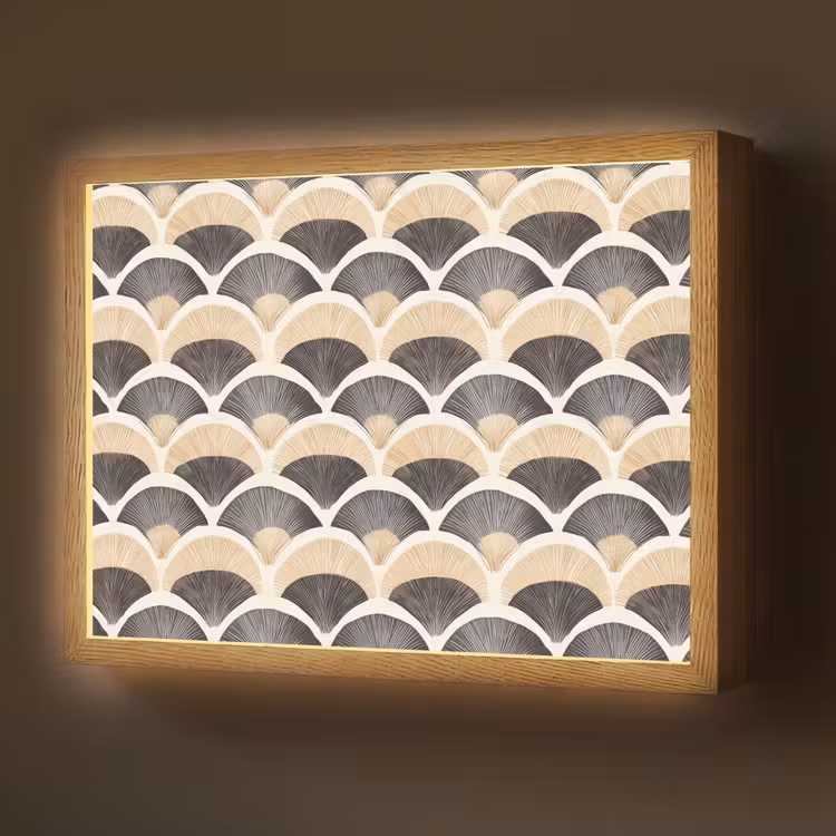 Lightbox - Wandlamp - Waaier - Patroon - Zwart - Beige — 1