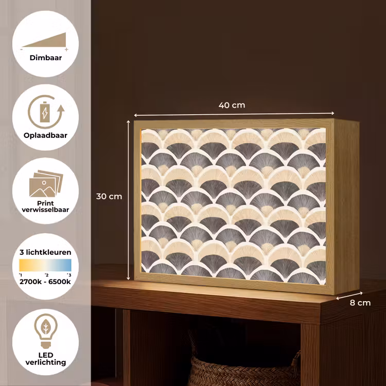Lightbox - Wandlamp - Waaier - Patroon - Zwart - Beige — 10