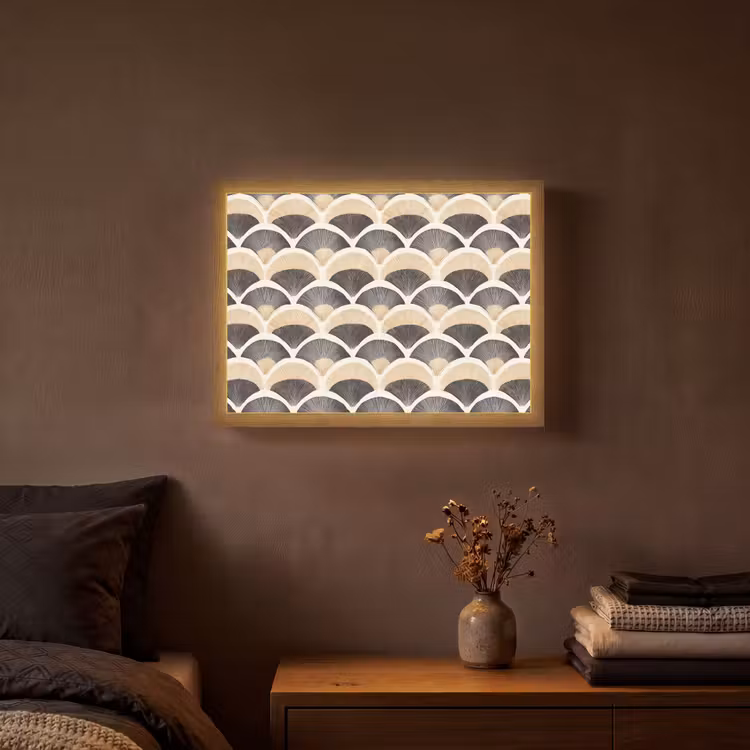 Lightbox - Wandlamp - Waaier - Patroon - Zwart - Beige — 3