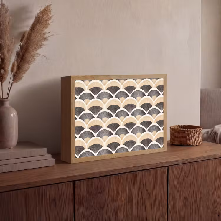 Lightbox - Wandlamp - Waaier - Patroon - Zwart - Beige — 4
