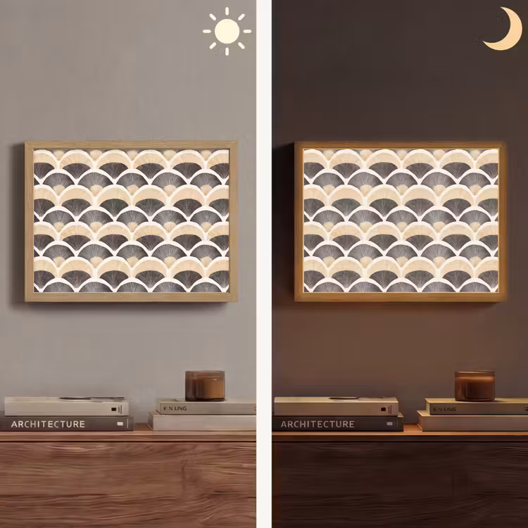 Lightbox - Wandlamp - Waaier - Patroon - Zwart - Beige — 6