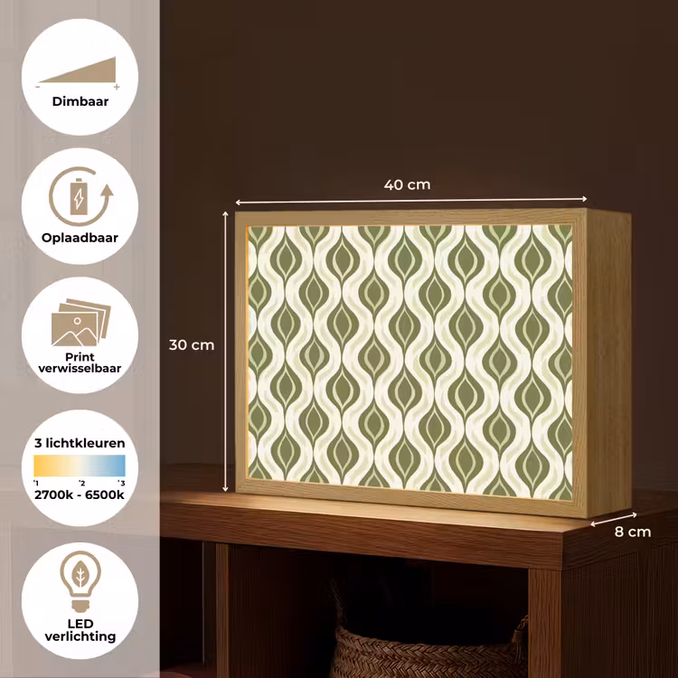Lightbox - Wandlamp - Patroon - Retro - Groen — 10