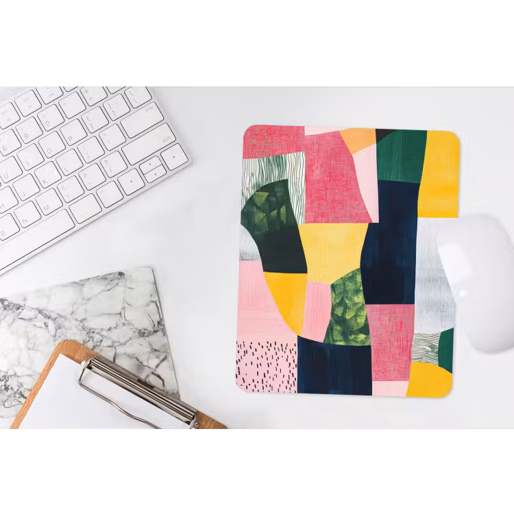 Muismat - Abstract - Roze - Lappen - Vormen - Geel — 4