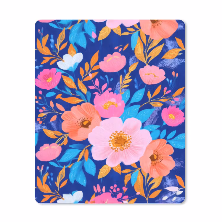Muismat - Bloemen - Blauw - Roze — 1