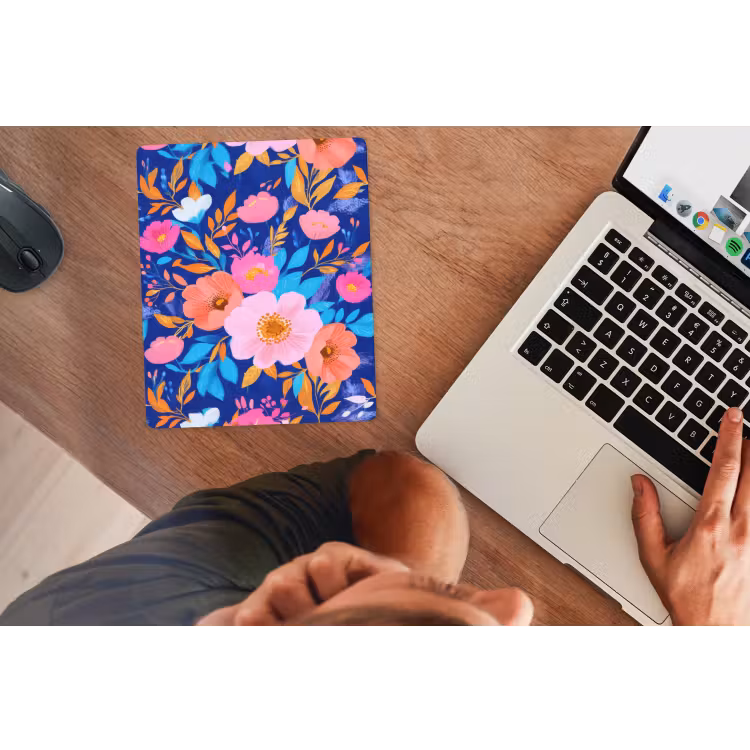 Muismat - Bloemen - Blauw - Roze — 2