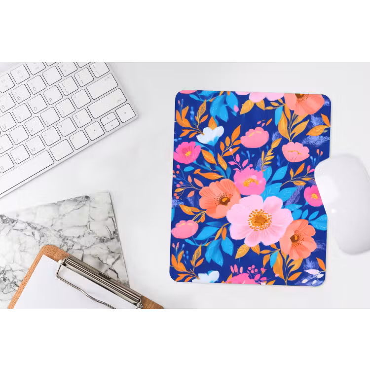 Muismat - Bloemen - Blauw - Roze — 4