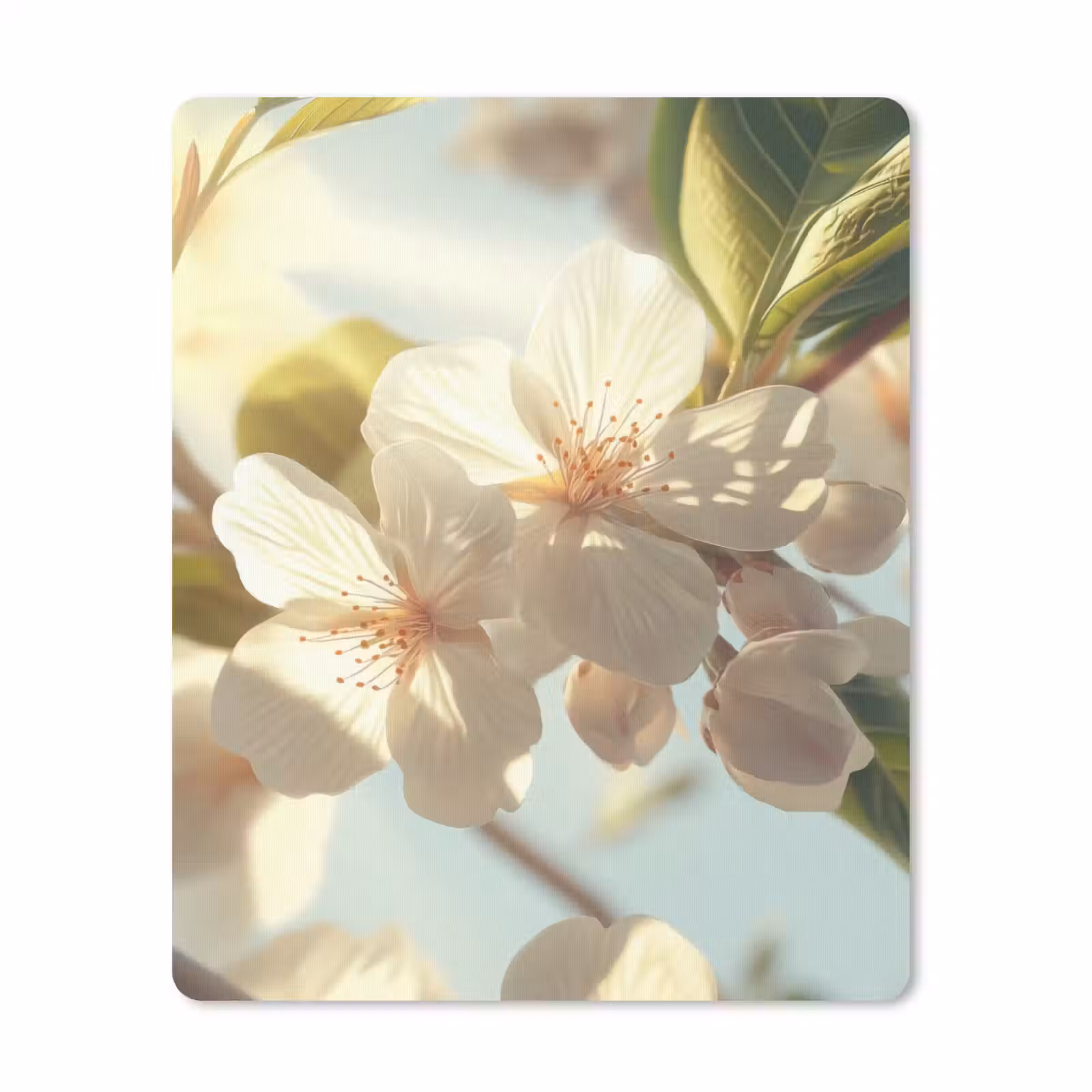 Muismat - Bloesems - Wit - Zonnestralen - Bloemblaadjes — 1