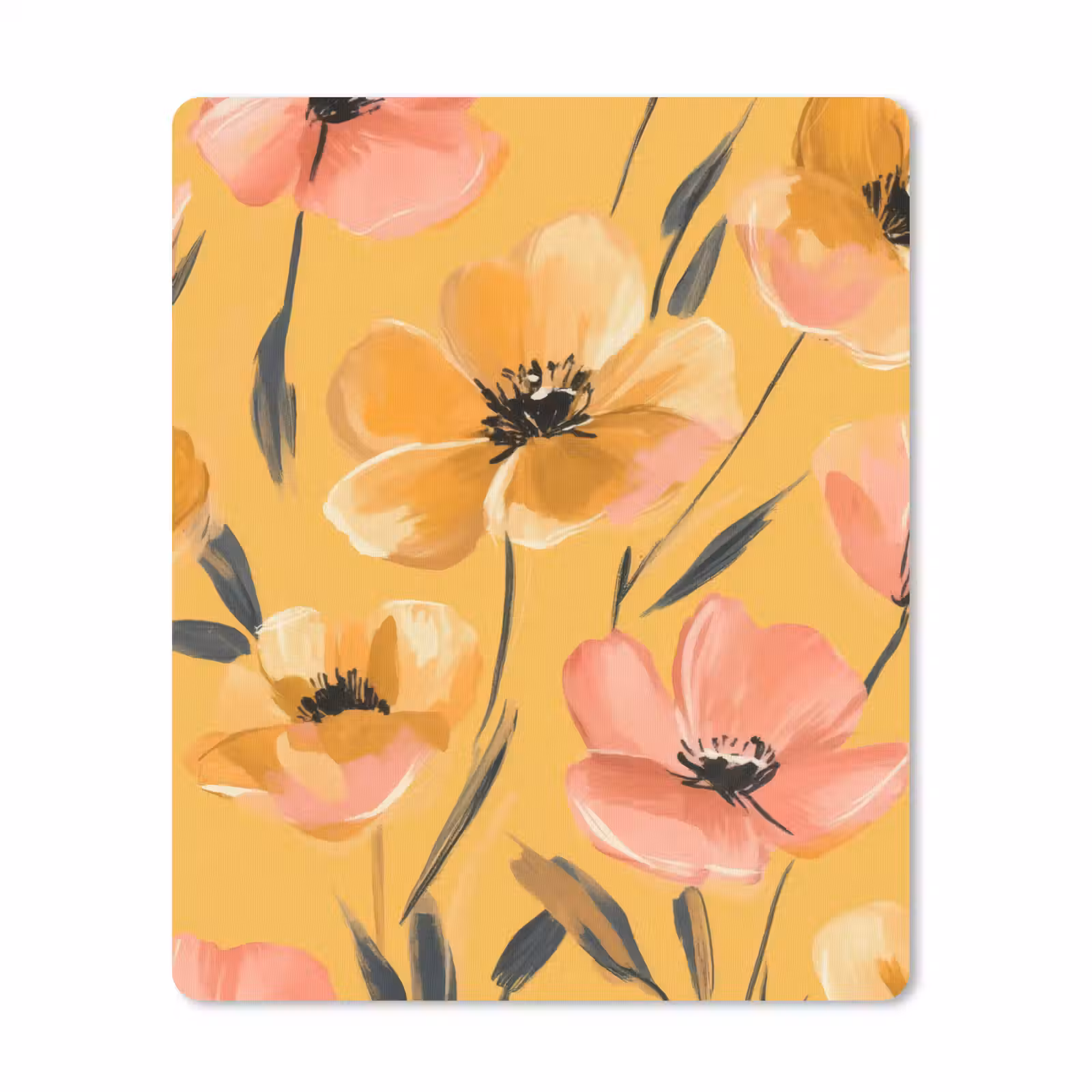 Muismat - Bloemen - Geschilderd - Geel — 1