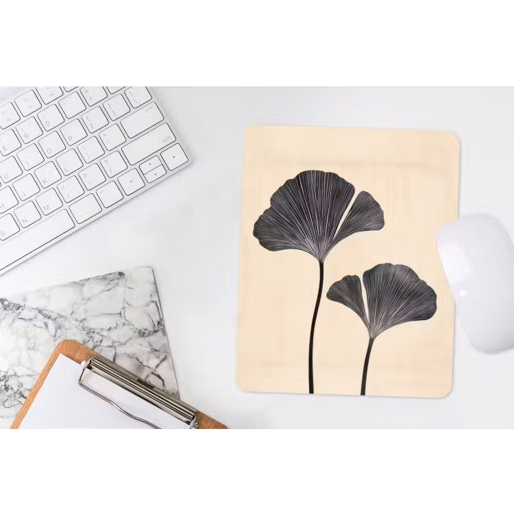 Muismat - Bladeren - Minimalistisch - Zwart — 4