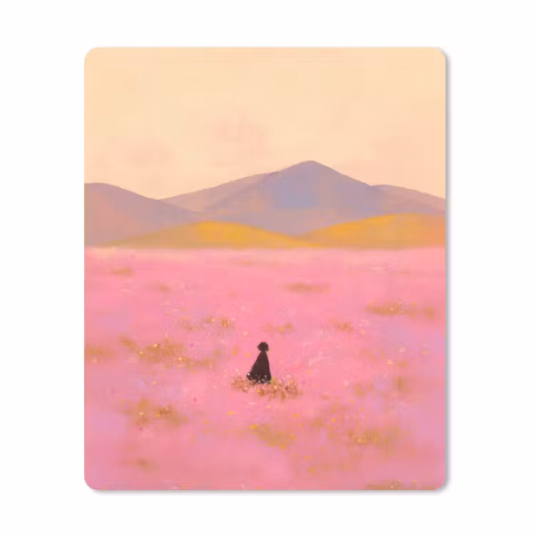 Muismat - Bloemenweide - Heuvels - Silhouet - Roze — 1