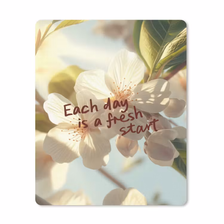 Muismat - Bloesems - Zonlicht - Quote - Wit — 1