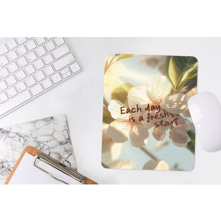 Muismat - Bloesems - Zonlicht - Quote - Wit — 4