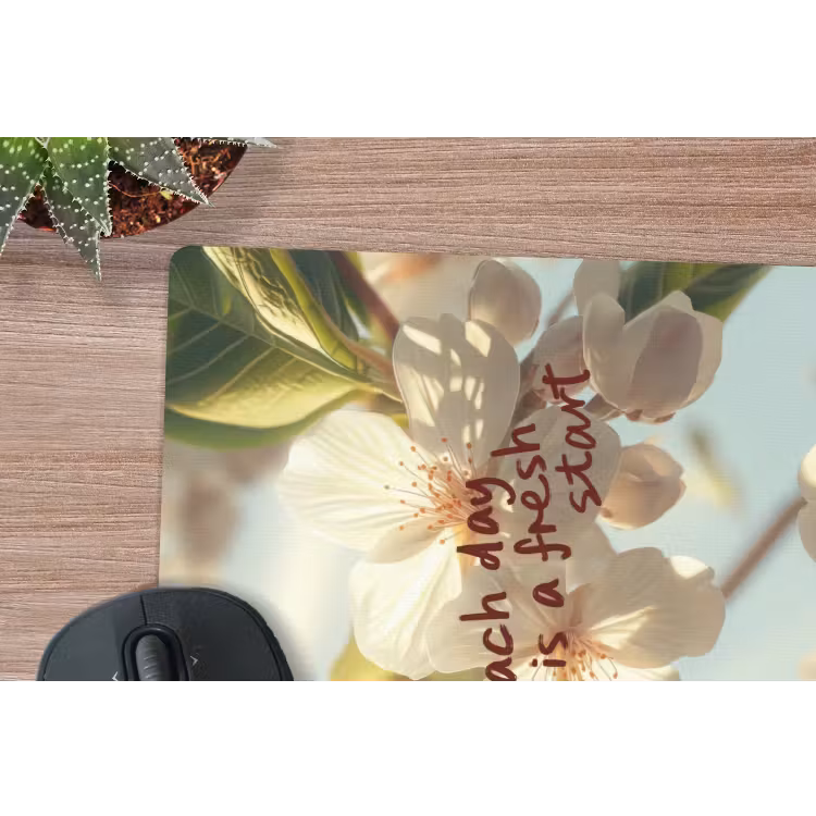 Muismat - Bloesems - Zonlicht - Quote - Wit — 5