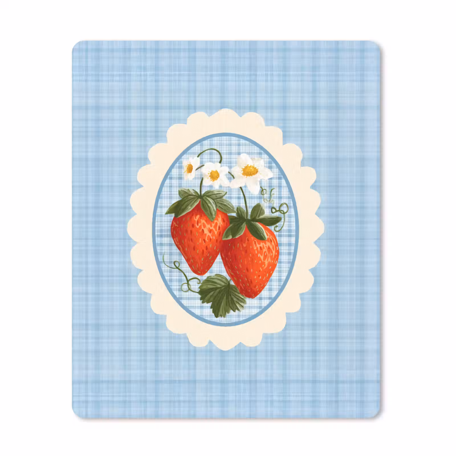 Muismat - Aardbeien - Lijst - Rood - Geruit — 1