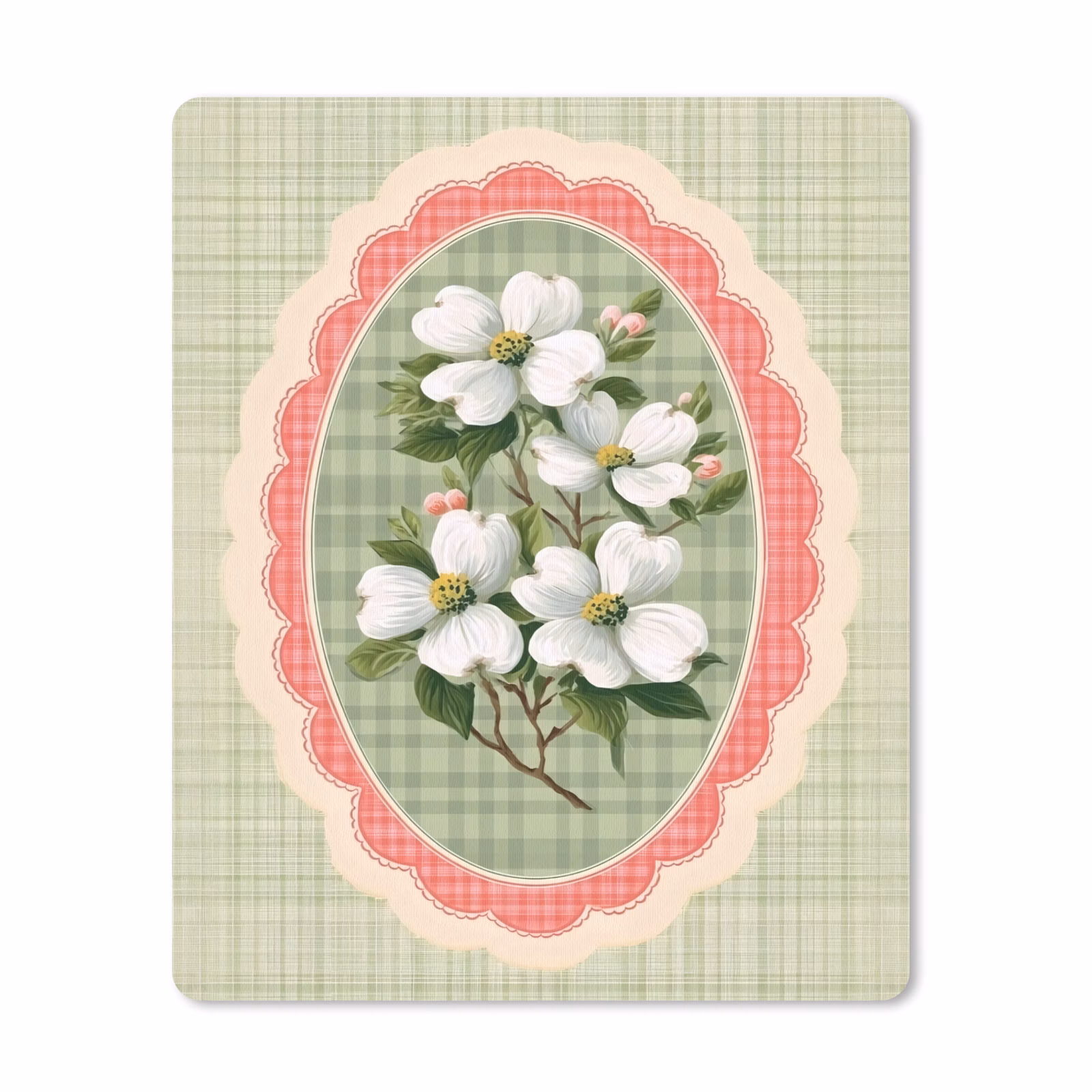 Muismat - Bloemen - Illustratie - Geruit - Groen — 1