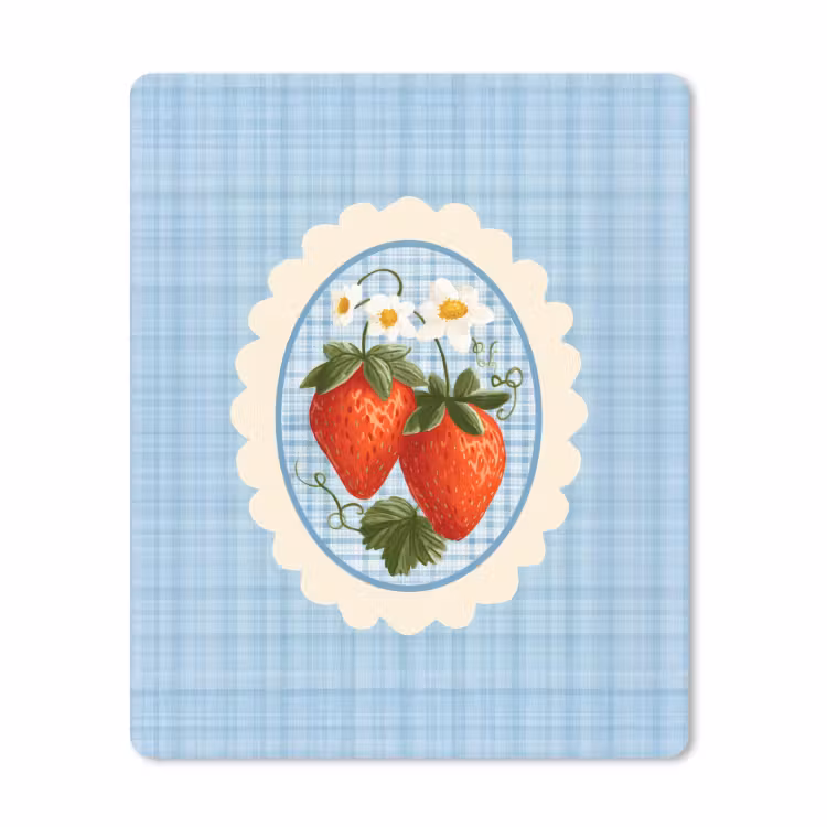 Muismat - Aardbeien - Lijst - Rood - Geruit — 1