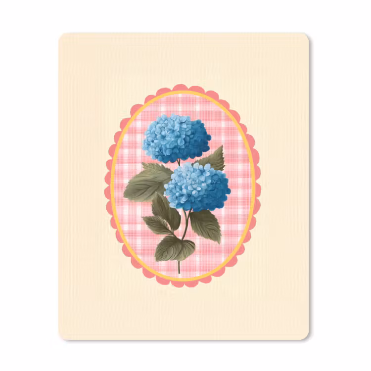 Muismat - Bloemen - Blauw - Lijst - Bladeren — 1