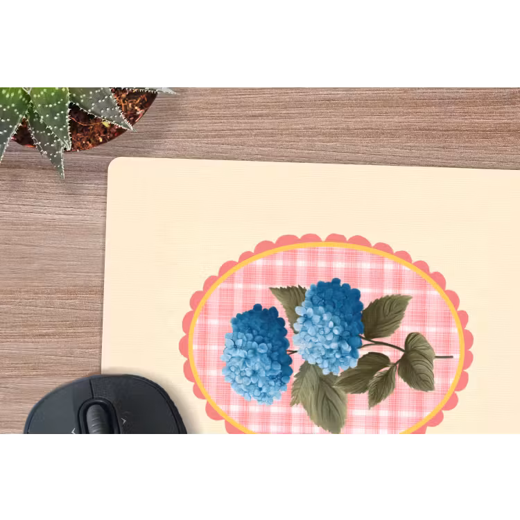 Muismat - Bloemen - Blauw - Lijst - Bladeren — 5