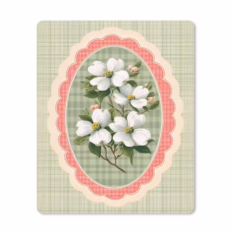 Muismat - Bloemen - Illustratie - Geruit - Groen — 1