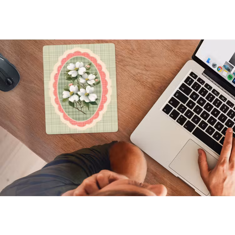 Muismat - Bloemen - Illustratie - Geruit - Groen — 2