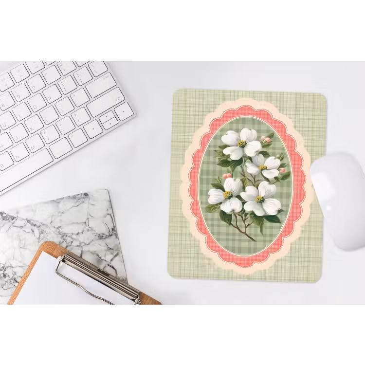 Muismat - Bloemen - Illustratie - Geruit - Groen — 4
