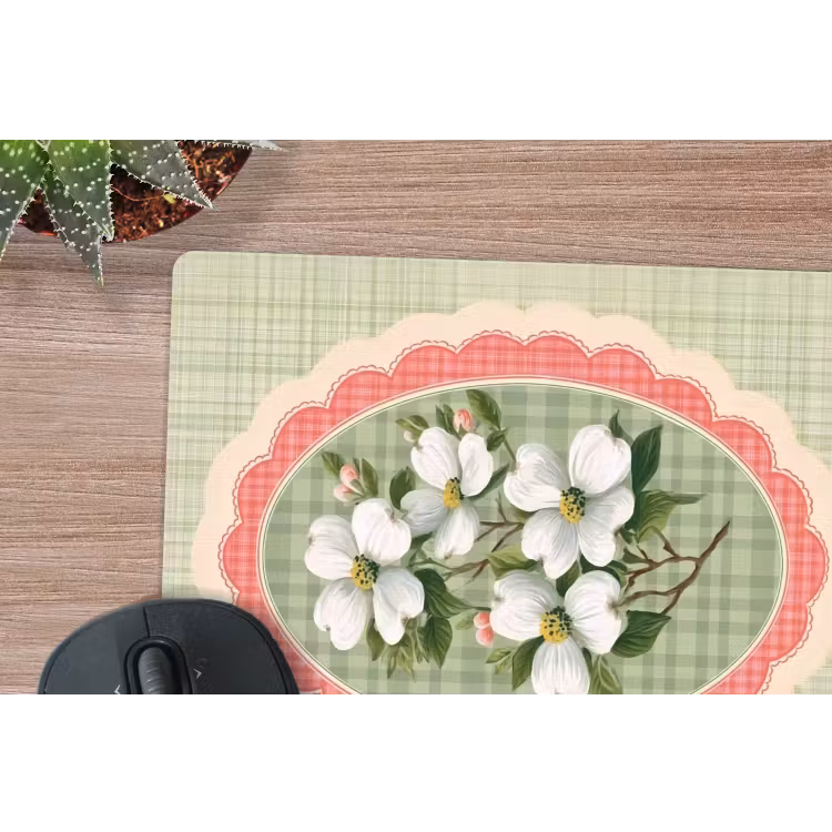 Muismat - Bloemen - Illustratie - Geruit - Groen — 5