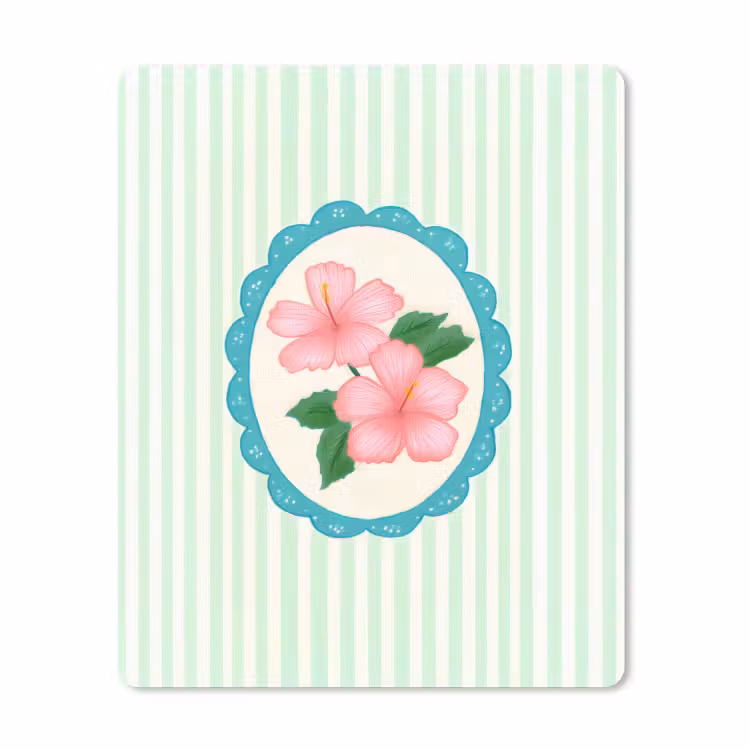 Muismat - Bloemen - Ovaal - Strepen - Groen — 1