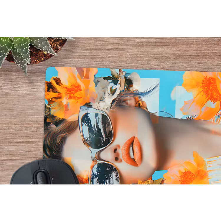 Muismat - Bloemen - Vrouw - Zonnebril - Blauw — 5