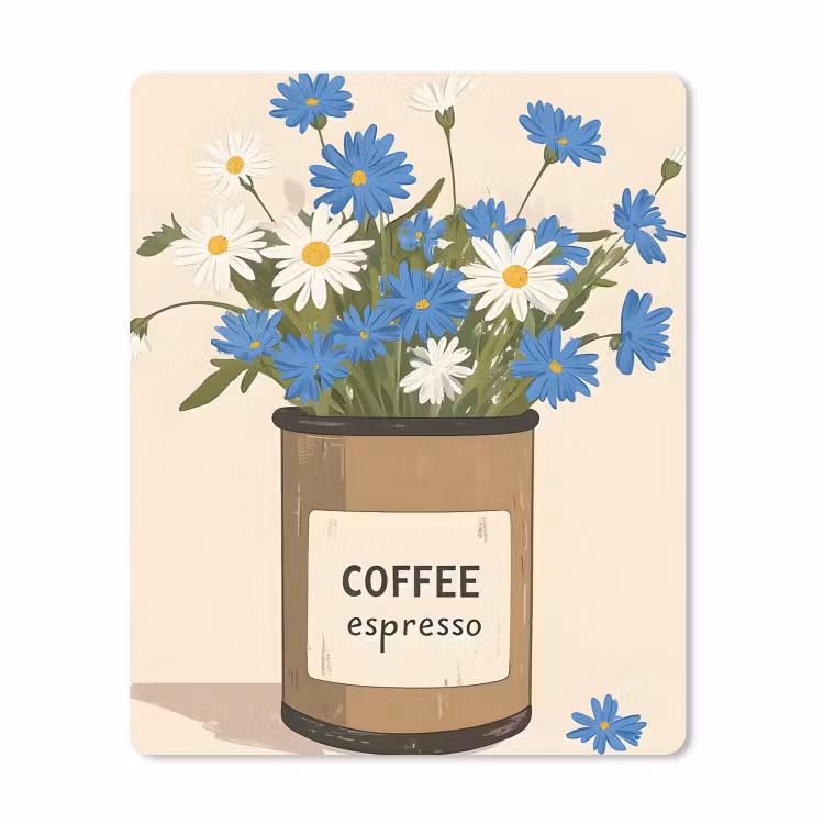 Muismat - Coffee - Blik - Minimalistisch - Bloemen — 1