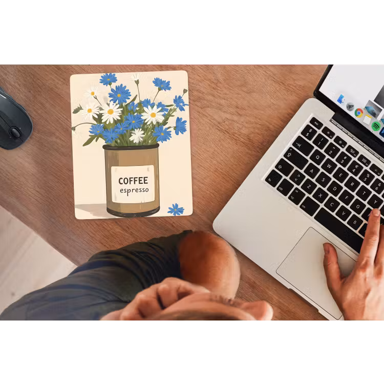 Muismat - Coffee - Blik - Minimalistisch - Bloemen — 2