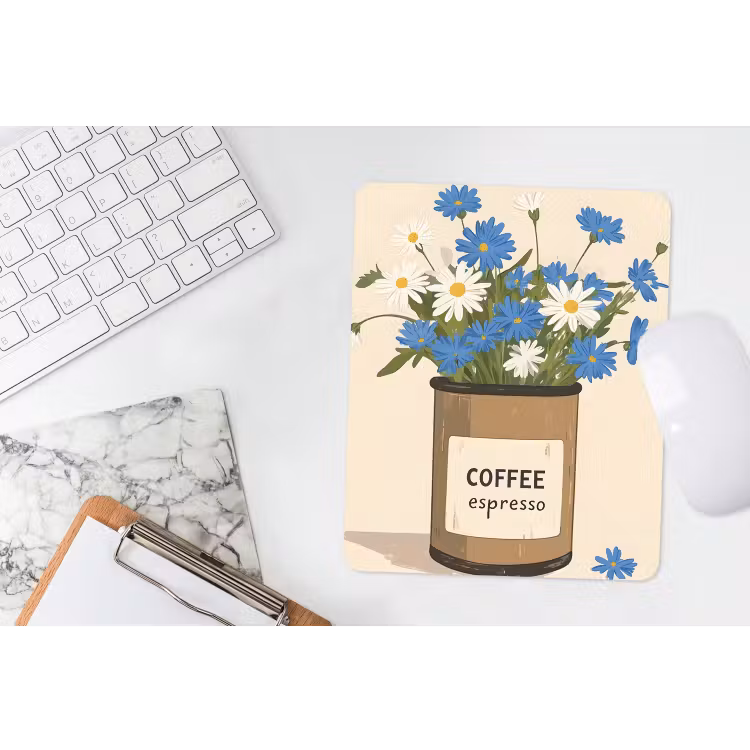 Muismat - Coffee - Blik - Minimalistisch - Bloemen — 4