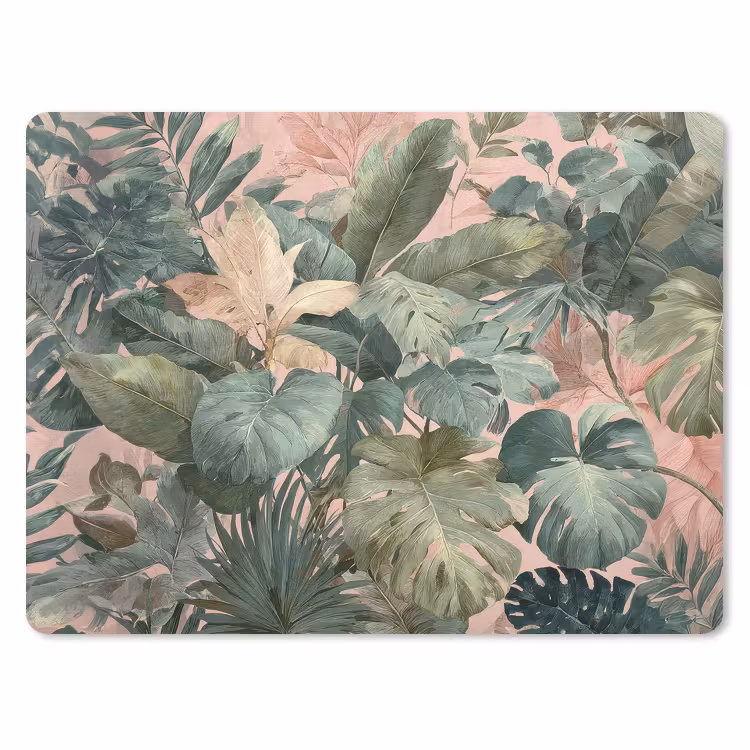 Muismat - Compositie van bladeren - Groen - Roze — 1