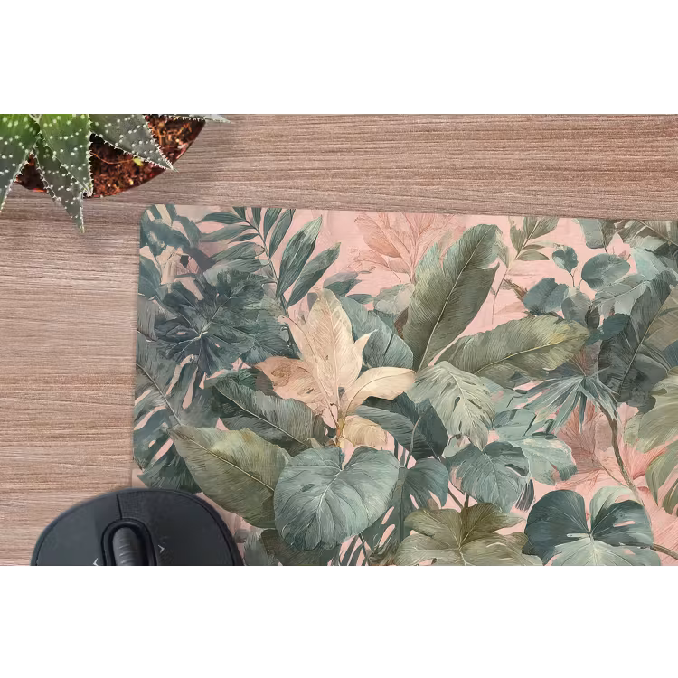 Muismat - Compositie van bladeren - Groen - Roze — 4