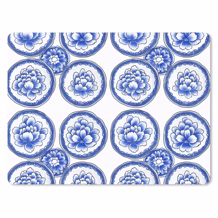 Muismat - Cirkels - Bloemen - Blauw — 1