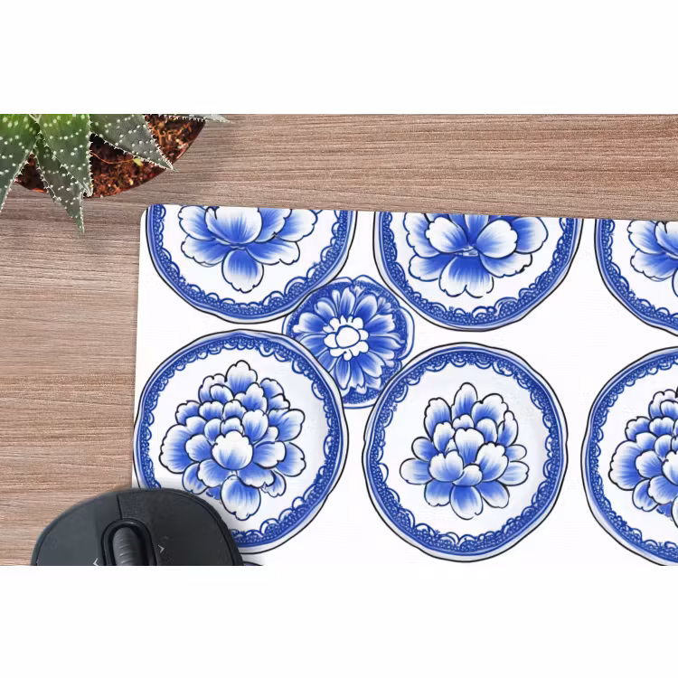 Muismat - Cirkels - Bloemen - Blauw — 4