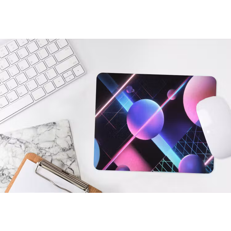 Muismat - Bollen - Neon - Lijnen - Roze — 2