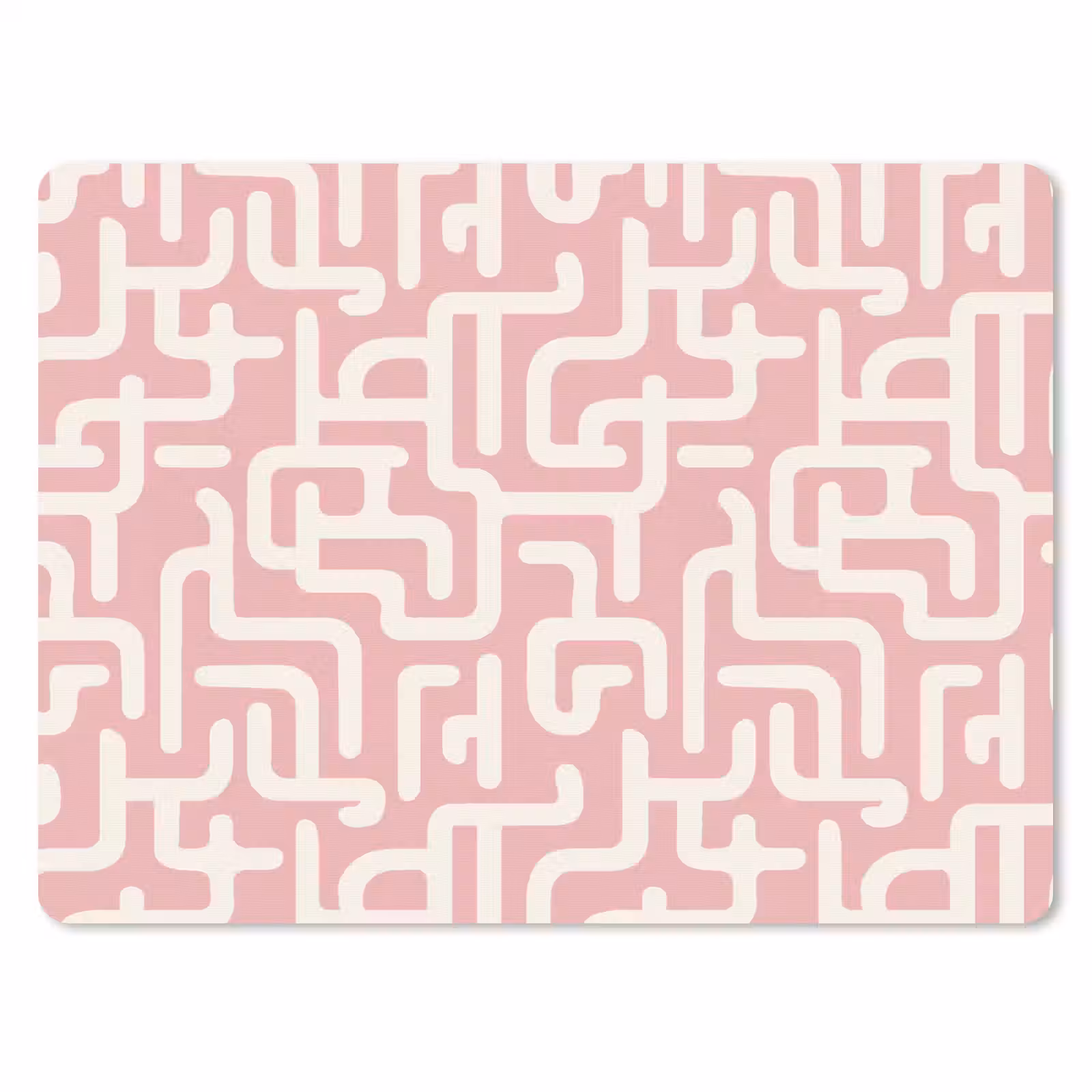 Muismat - Doolhofpatroon - Roze - Wit - Abstract — 1