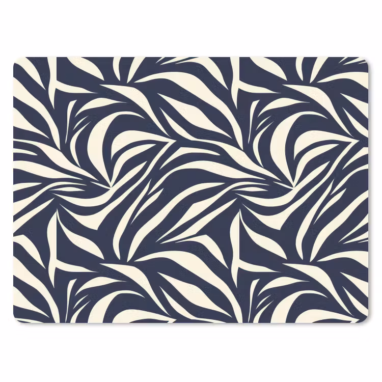 Muismat - Bladvormen - Blauw - Patroon - Wit — 1