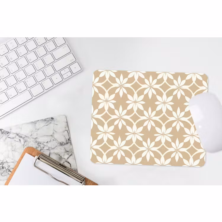 Muismat - Bloemen - Patroon - Beige — 2