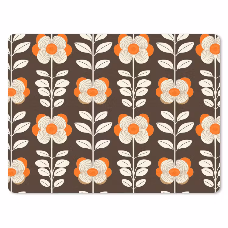 Muismat - Bloemen - Retro - Bruin — 1