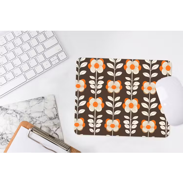 Muismat - Bloemen - Retro - Bruin — 2