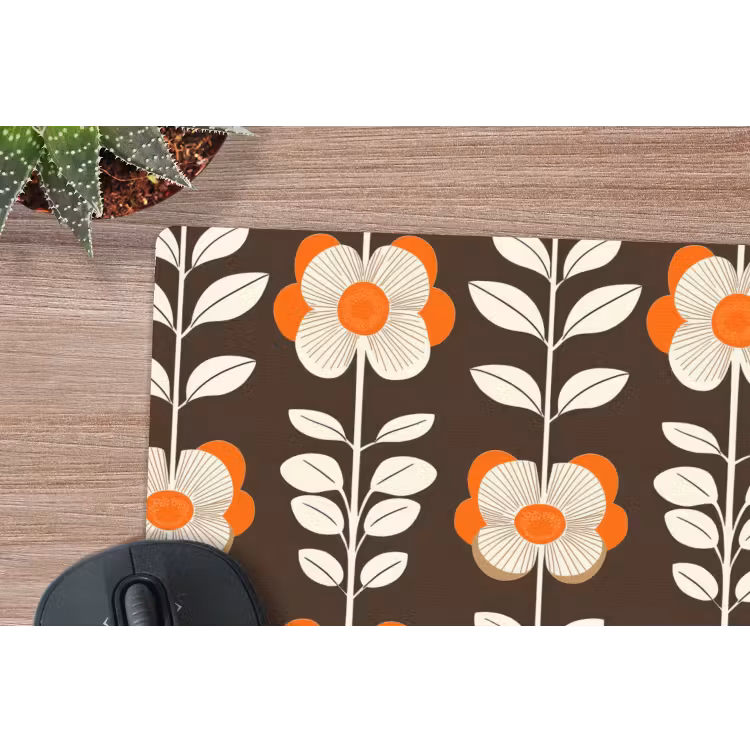 Muismat - Bloemen - Retro - Bruin — 4
