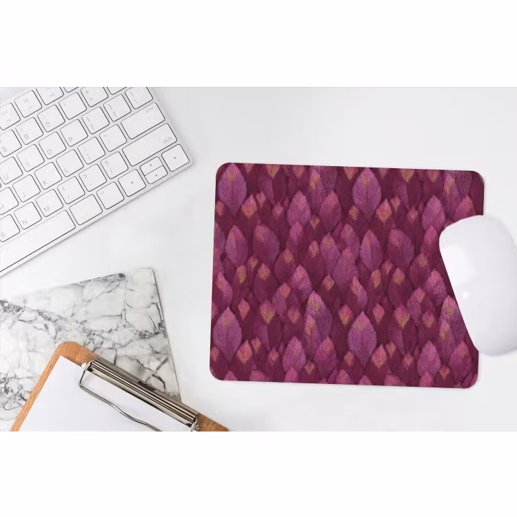 Muismat - Bladeren - Patroon - Burgundy — 2