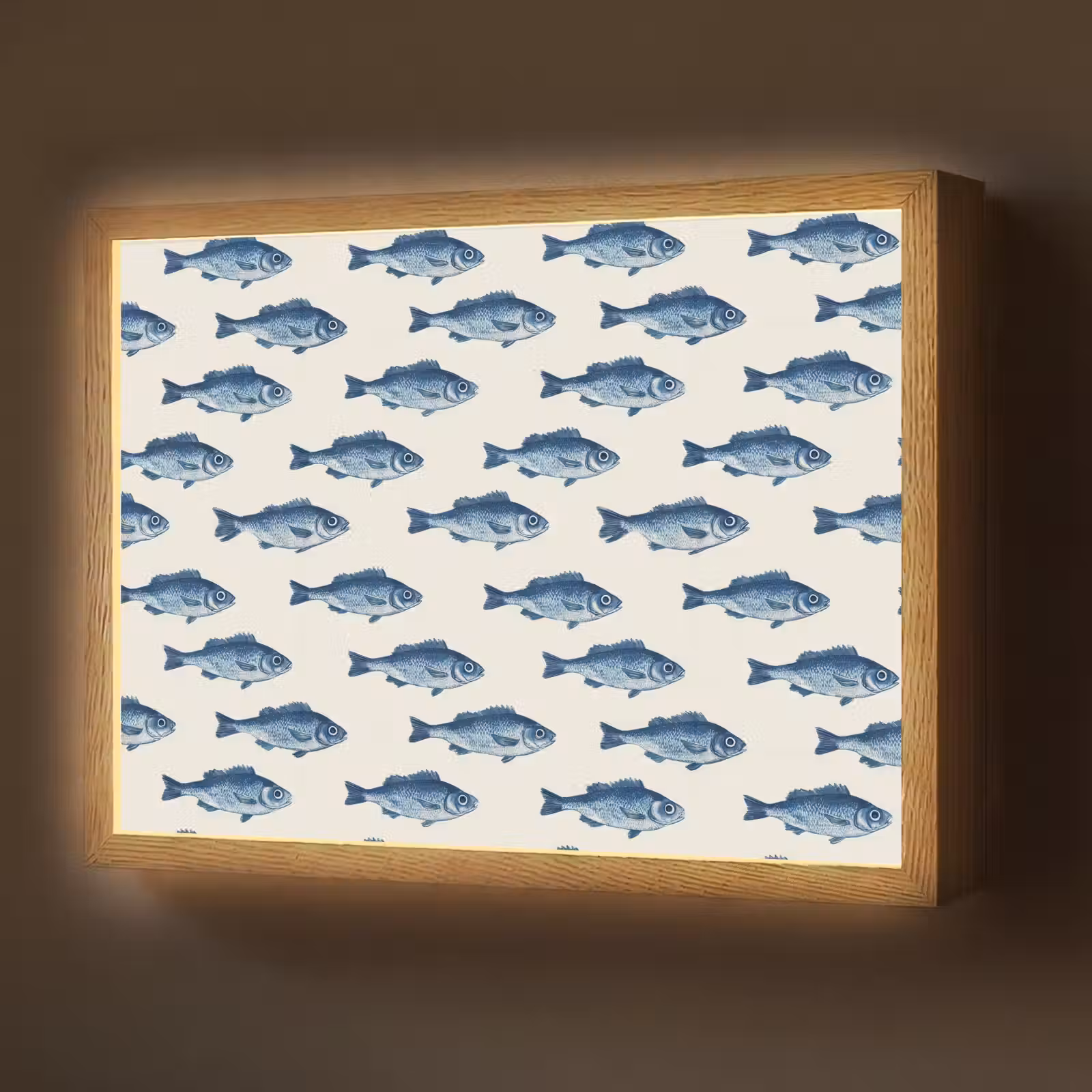 Lightbox - Wandlamp - Vis - Patroon - Blauw — 1