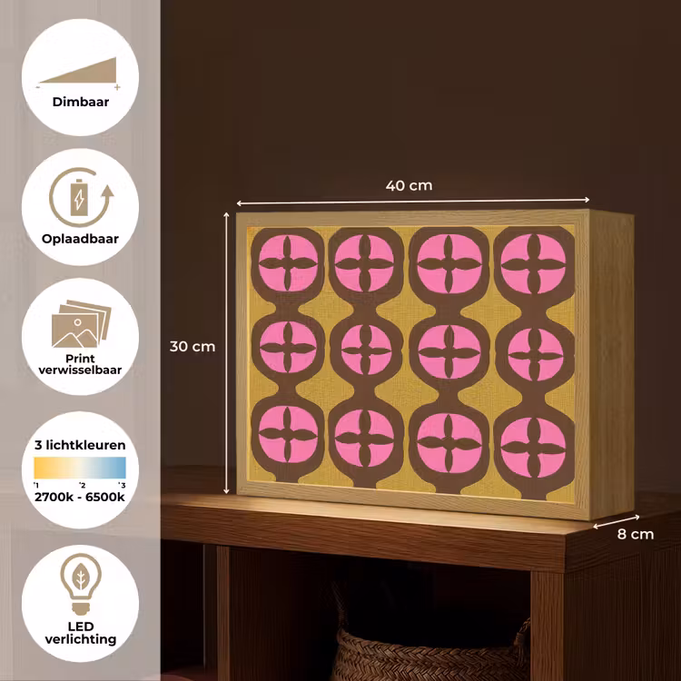 Lightbox - Wandlamp - Modern - Patroon - Roze — 10