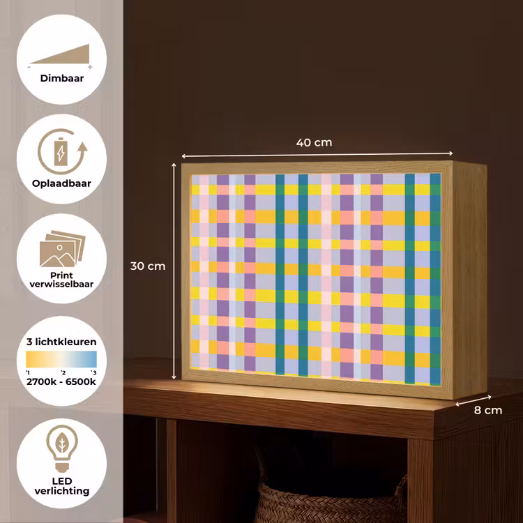 Lightbox - Wandlamp - Ruit - Patroon - Kleurrijk — 10