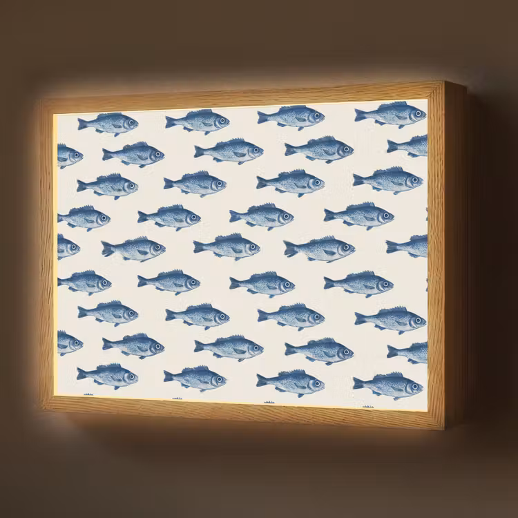 Lightbox - Wandlamp - Vis - Patroon - Blauw — 1